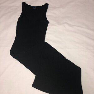 French Connection black ribbed knit maxi dress size medium. Sleeveless. Slit.
